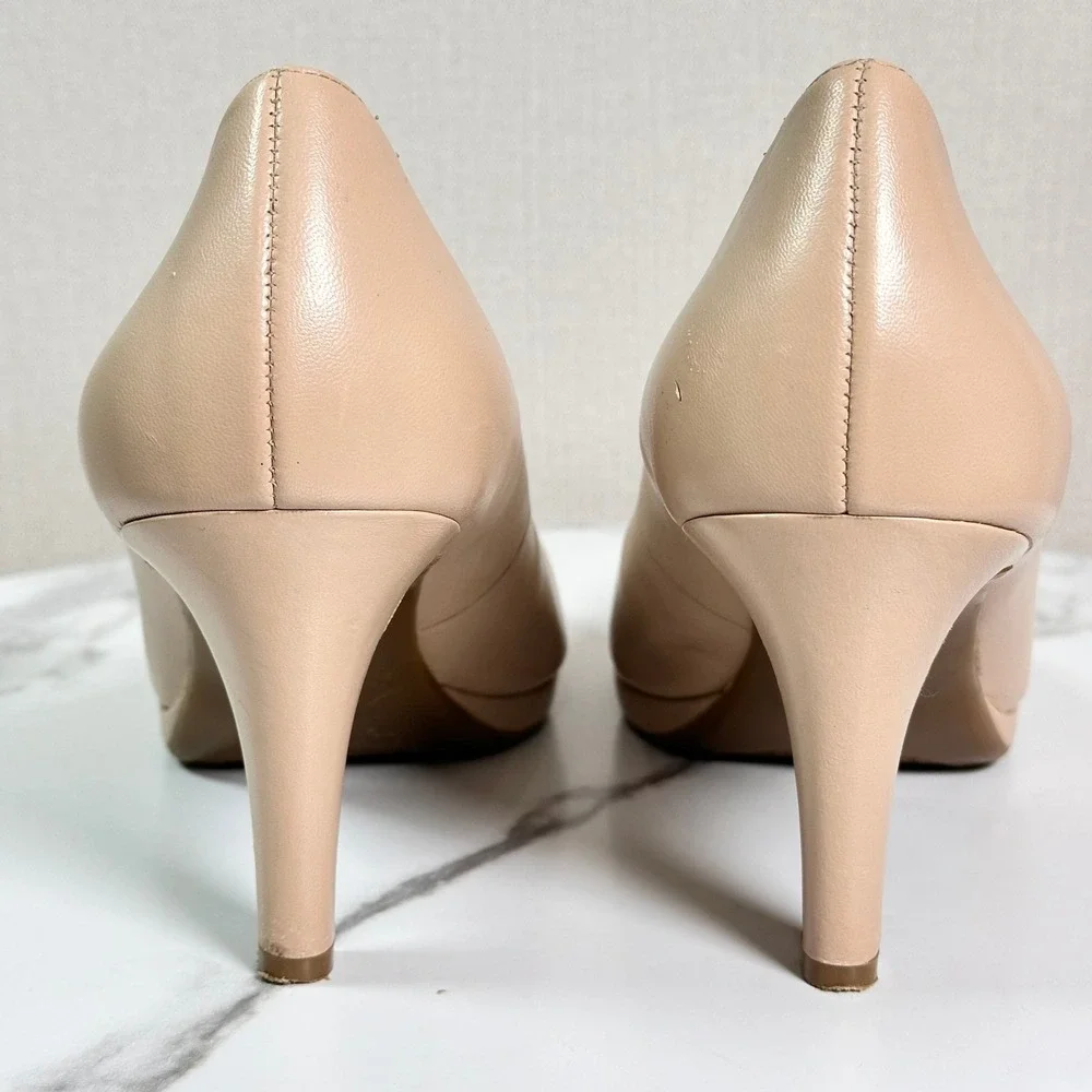 Naturalizer Michelle Nude Leather Comfort Pumps Heels Size 10W